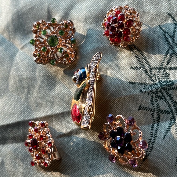 Pin lot brooch bundle gold brooches enamel panda red green crystal jewelry pins - Picture 3 of 7